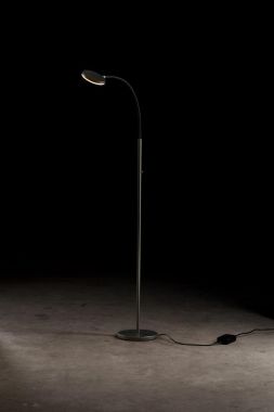 LED FLOOR LAMP FLEX S PLATINUM / BLACK, WITH PUSH BUTTON DIM