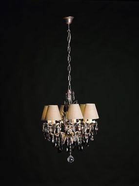FRANCESE CHANDELIER 1311-6 ARG.ANT. 6XE14 LAMPSHADE FABRIC