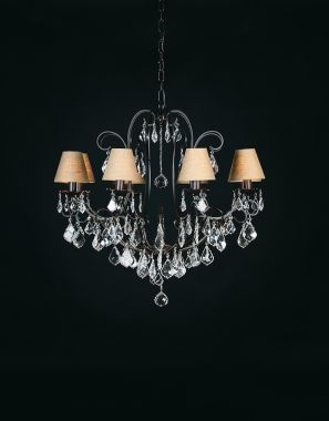 ASTI CHANDELIER 1510-8 CRISTAL SILVER 8XE14 LAMPSHADE FABRIC