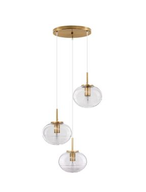 MAEVE CLEAR GLASS
& BRASS GOLD METAL
WHITE CORD 
LED E27 3X1