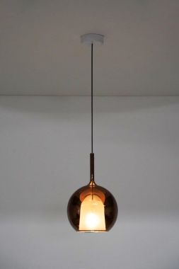 GLO MEDIUM PEND LAMP BRONZE MIRRORING GLASS CABLE MTS. 4 230