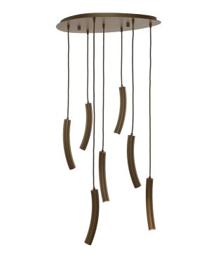 MACARONI 8204-S7 HANGLAMP 7X PENDEL MR11 MINI GU10 BRONS