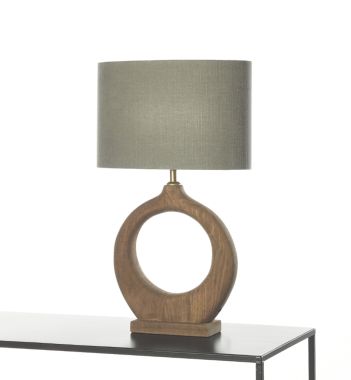 LUCCA LAMPE DE TABLE ANNEAU BOIS ABAT-JOUR H39CM E27 NATUREL