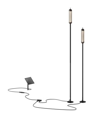 REED SOLAR SET DEEP BLACK LED 2700K SOLAR PANEL IP65 BATTERY
