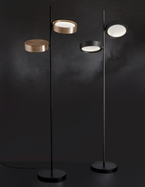 BERLIN 323 LAMPE SUR PIED 2X LED MÉTAL/VERRE NOIR LAITON